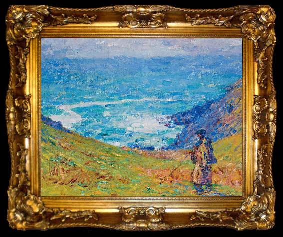 framed  John Peter Russell Pecheur sur falaise, ta009-2